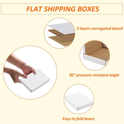 HORLIMER 7x5x1 Shipping Boxes Set of 30, White Corrugated Cardboard Mailer Box for Packing Small Business