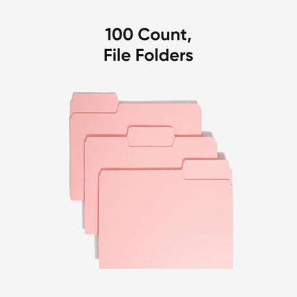 Smead 100 x Pink Standard Lever Arch Files 1/3 Cut Tabs Letter Size (12643)