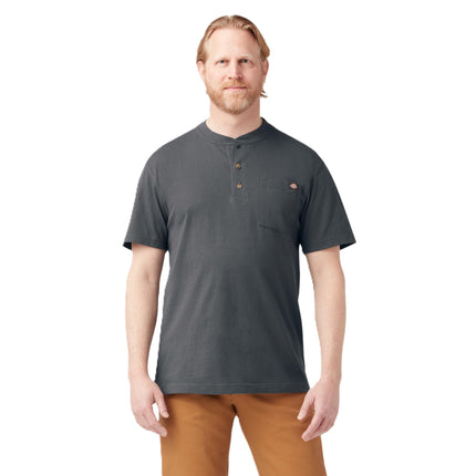 Dickies Men's Heavyweight Henley, Charcoal, Large