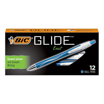 Exact BIC-Atlantis Retractable Ballpoint Pen Fine Tip 0.7 mm Pack of 12 BIC-Count Blue