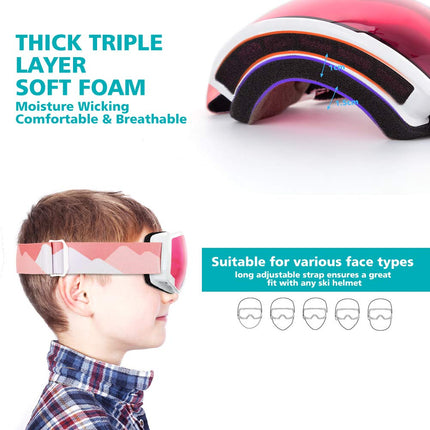 OutdoorMaster Kids SkiGoggles,Snowboard Goggles-Snow Goggles for Kids,Youth with Anti-Fog100% UV Protection Spherical Lens