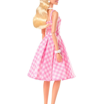 Barbie The Movie Doll, Margot Robbie as Barbie, Collectible Doll Wearing Pink and White Gingham Dress with Daisy Chain Necklace