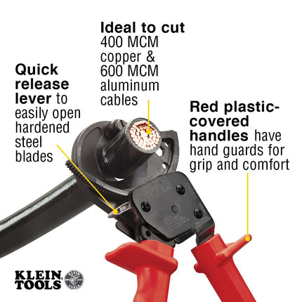 Klein 63060 Ratcheting Cable Cutter, Red