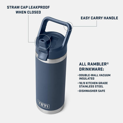 YETI Rambler 18 oz Bottle, Vacuum Insulated, Stainless Steel with Color Matching Straw Cap, Desert Bloom
