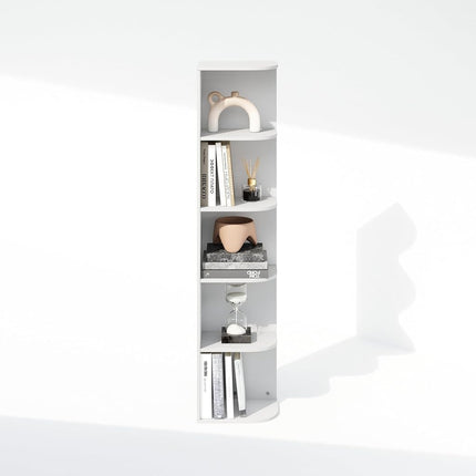 Furinno Reed 5-Tier Space Saving Corner Storage Display Shelf, White