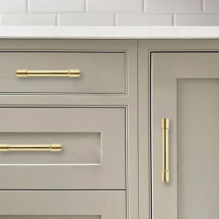 khtumeware 10 Pack 3.5Inch(89mm) Polished Brass Cabinet Pulls Kitchen Cabinet Hardware for Cupboard Drawer Handles Dresser Pulls