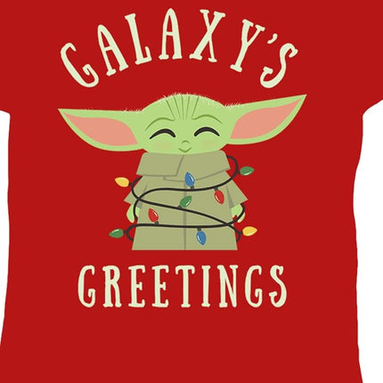 STAR WARS Mandalorian Christmas Lights T-shirt Fille Col Rond Uni, Rouge, TP