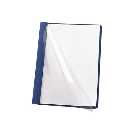 Smead Clear Front Report Cover, Three Double Tang Side Fasteners, 1/2" Capacity, Letter Size, Dark Blue, 25 per Box (87455)