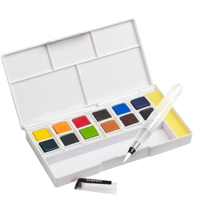 Derwent Inktense Paint 12 Pan Palette #1, Set of 12, Half Pan Size, Water-Soluble, Ideal for Painting & Crafts on Paper & Fabric, Professional Quality, Travel Size (2302636)