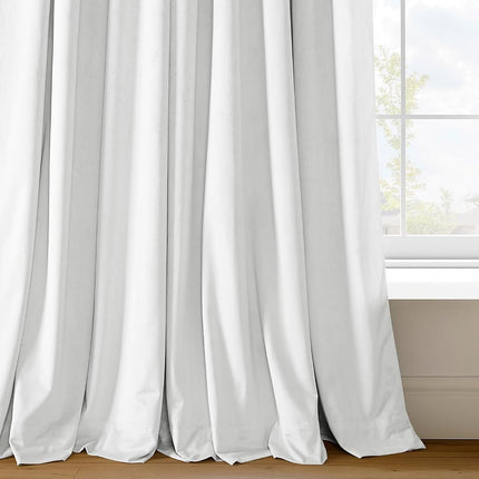 HPD Half Price Drapes Velvet Blackout Curtains/Drapes - 120 Inches Long 1 Panel Blackout Curtain Signature Pleated for Living Room & Bedroom - 25W X 120L, Primary White