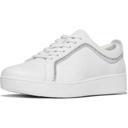 Rally Crystal-Trim Leather Sneakers Urban White