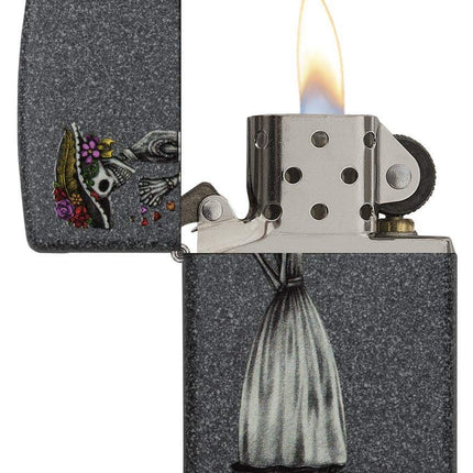 Zippo Skeleton Flowers Iron Stone Gift Set Pocket Lighters