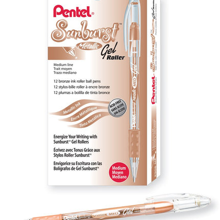 Pentel Sunburst Metallic Gel Pen, 0.8mm Tip Writes