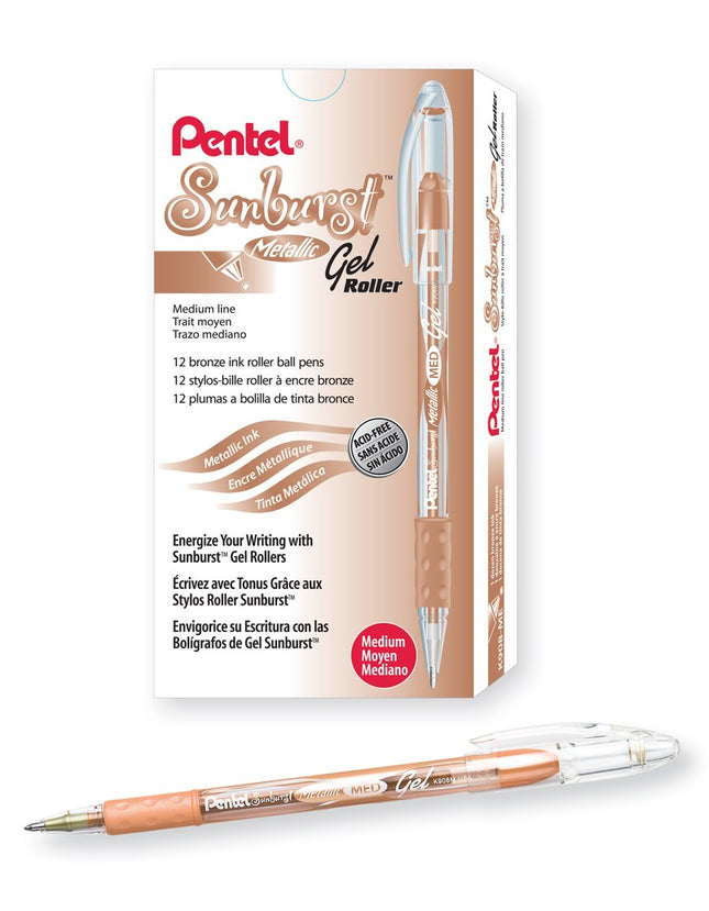 Pentel Sunburst Metallic Gel Pen, 0.8mm Tip Writes