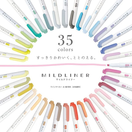 Zebra Mildliner WKT7-35C Highlighters, Highlighter Pens, 35 Colours Set, Gift Box Included