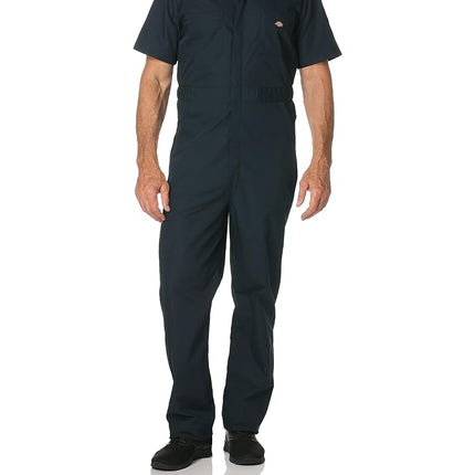 dickies Mens Short Sleeve Poplin Coveralls, 5X Tall, Dark Navy