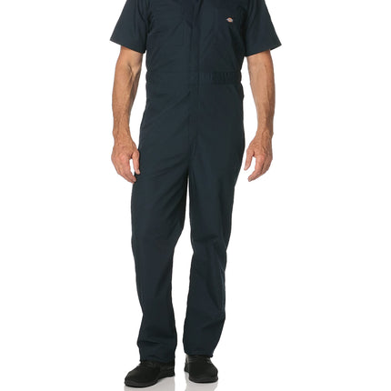 dickies Mens Short Sleeve Poplin Coveralls, 5X Tall, Dark Navy
