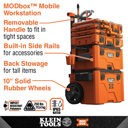 Klein Tools 54810MB MODbox Replacement Bins, Full or Half-Width Modular Storage for Short Component Boxes, Small Parts Organizer, 4-Pack