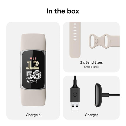 Google Fitbit Charge 6 - Fitness Tracker - Porcelain/Silver