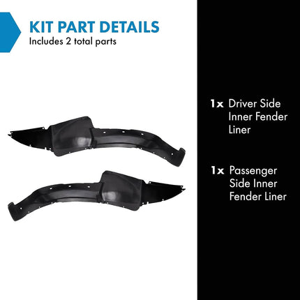 TRQ Inner Fender Liner Set Compatible with 2007-2009 Pontiac G5 GM1250121 GM1251120