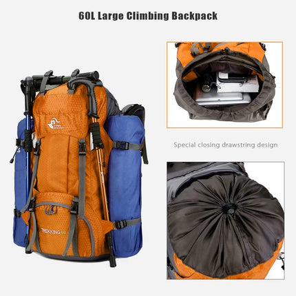 Bseash 60L Waterproof Hiking Camping Backpack with Rain Cover, Lightweight Outdoor Sport Travel Daypack Rucksack for Climbing Skiing