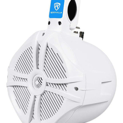 (2) Pairs Rockville RWB80W 8" White 600w Marine/Boat Wakeboard Tower Speakers