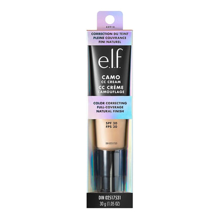e.l.f. Camo CC Cream, Color Correcting Medium-To-Full Coverage Foundation, Improves Skin Texture & Tone, Vegan & Cruelty-Free, Light 240 W(packaging might vary)