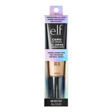 e.l.f. Camo CC Cream, Color Correcting Medium-To-Full Coverage Foundation, Improves Skin Texture & Tone, Vegan & Cruelty-Free, Light 240 W(packaging might vary)