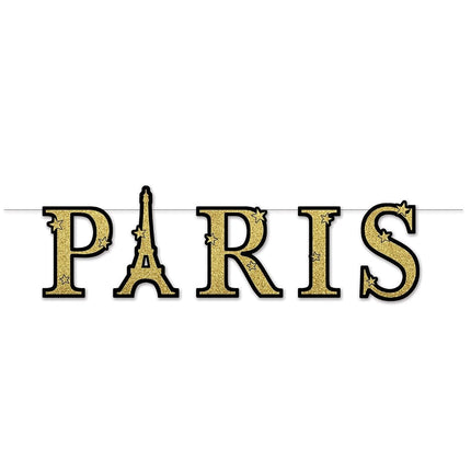 Beistle 59865 Glittered Paris Streamer, 9.5"-11.5" x 3', Gold/Black