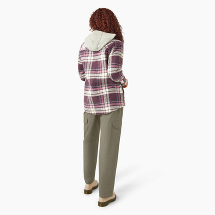 Dickies Women's Flannel Hooded Shirt Jacket, Plum Perfect, S
