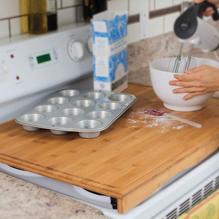 Camco Couvre-Cuisinière en Bambou, 4 Feux, Marron (43548)