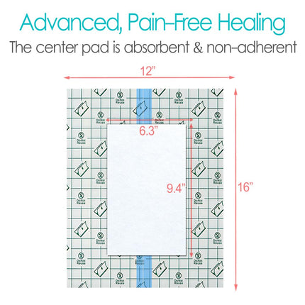 Waterproof Shower Protector | 12x16 Inch Dialysis Catheter Shower Cover Large | Without Glue in The Center for Chest Chemo Port Picc Line PD Peritoneal Dialysis Accessories Bandage (Pack of 14)