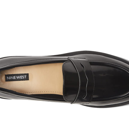 NINE WEST Women's Maibel3 Slip On Loafers, Black Patent, 6.5 UK