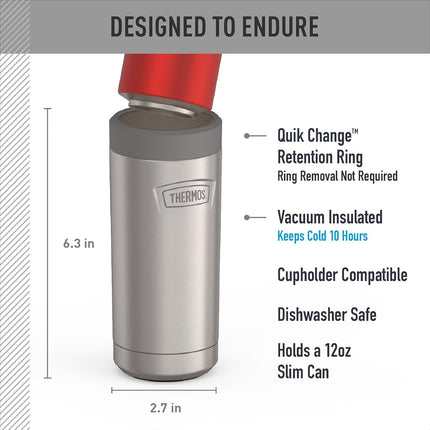 Matte Stainless-Slim Can Insulator(Holds 12oz Slim Can)