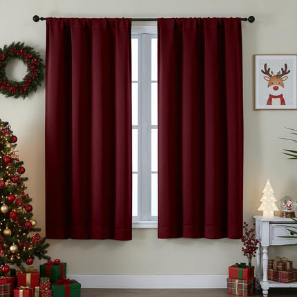Simplebrand Ava Burgundy Blackout Curtains for Bed