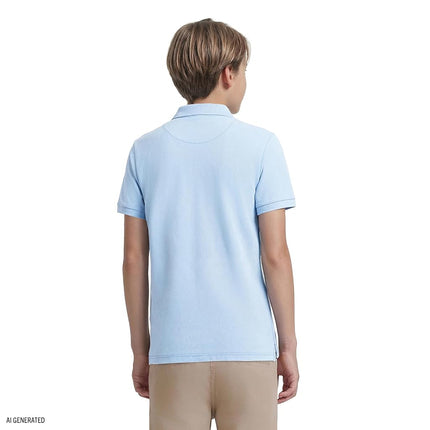 IZOD Boys' School Uniform Short Sleeve Pique Polo, Light Blue, 10-12
