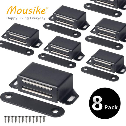 Moosike Cabinet Magnets 30lb Black Door Magnets with Strong Magnetic for Kitchen Cupboard Wardrobe Closet Cabinet Door Drawer Latch (Black 8Pack)