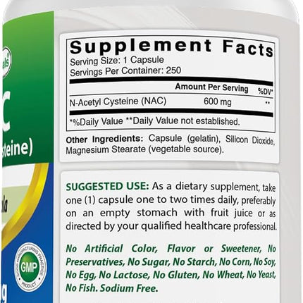 Best Naturals Nac N-Acetyl-Cysteine 600 Mg 250 Capsules