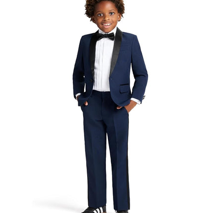 Nautica Boys' 4-Piece Tuxedo Set with Dress Shirt, Bow Tie, Jacket, and Pants, Blue Tuxedo, 4