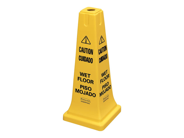 Rubbermaid Commercial Multi-Lingual Safety Cone with "Caution Wet Floor" Imprint, 25-3/4-Inch, Yellow (FG627777YEL)