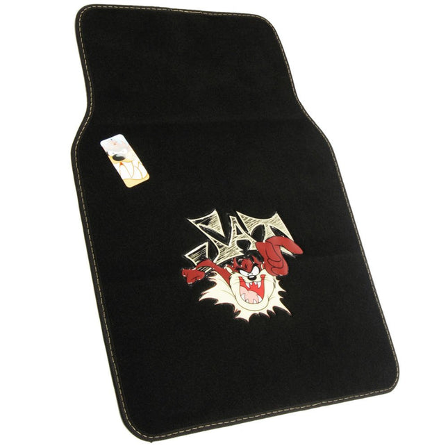 BDK Warner Bros Looney Tunes Tazmanian Devil Universal Fit Car Accessories 4pc Set Carpet Floor Mats - Front 26"x16.5", Rear 14"x16.5", No-Slip Grip Car Mats
