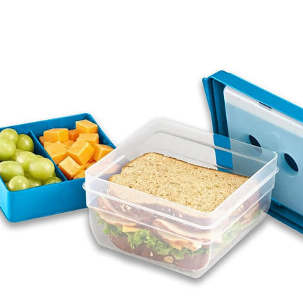 Fit & Fresh Divided Lunch Pack Carrier, Reusable Food Container for Sandwich and Snack with Removable Ice Pack, BPA-Free Lunch Box, Freezer/Microwave/Dishwasher Safe