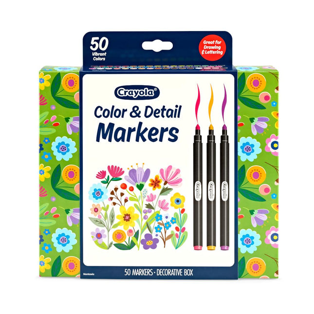 Crayola Color & Detail Marker Set, 50 Drawing Markers for Adults, Art Markers, Grapic & Fine Tip, Gift for Teens & Adults