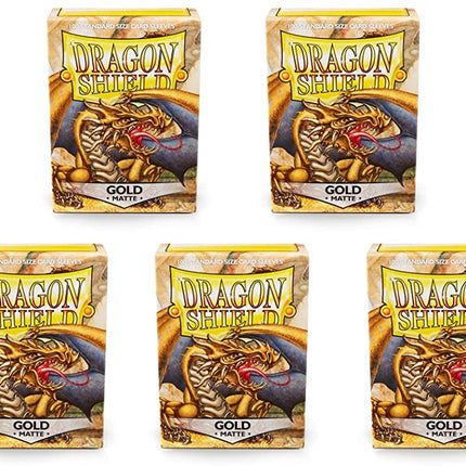 5 Packs Dragon Shield Matte Gold Standard Size 100