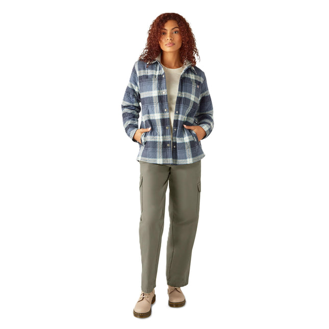 Dickies Womens Flannel Hooded Shirt Jacket, Retro 