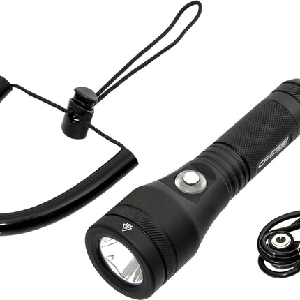 Cressi Astra 1200 Torch Black - High Luminosity Rechargeable LED Underwater Torch 1200 Lumen Waterproof IPX8 100m, Unisex Black and Compact for Diving, Fishing, Aquatic Explorations
