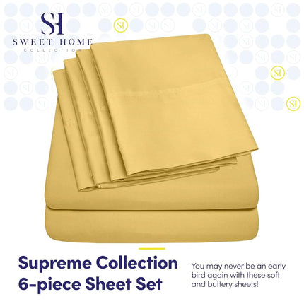 Sweet Home Collection Size Bed Sheets - 4 Piece 1500 Thread Count Fine Brushed Microfiber Deep Pocket Sheet Set Bedding - 2 Extra Pillow Cases, Great Value, Twin, Yellow