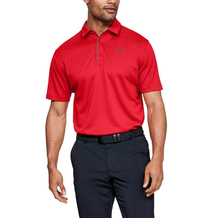 Under Armour Polo técnico de manga corta para hombre, color rojo, talla M