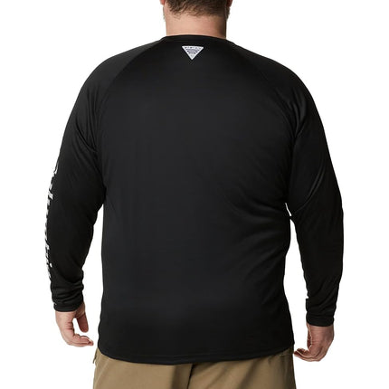 Columbia Men's Terminal Tackle Long Sleeve Shirt, Black/Cool Grey Logo, XL Tall