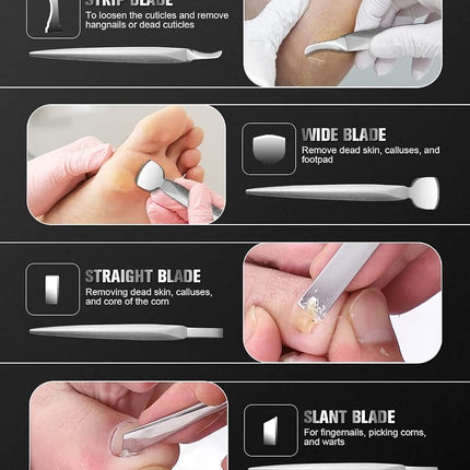 FERYES Pedicure Knife Ingrown Toenail Kit, 7 PCS Professional Pedicure Tool Toenail Grooming Kit, Super Sharp Toenail Clippers (Leather case included）